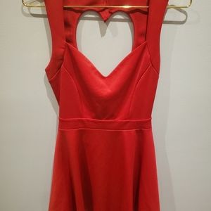 Heart Shaped Cross Back Skater Red Dress